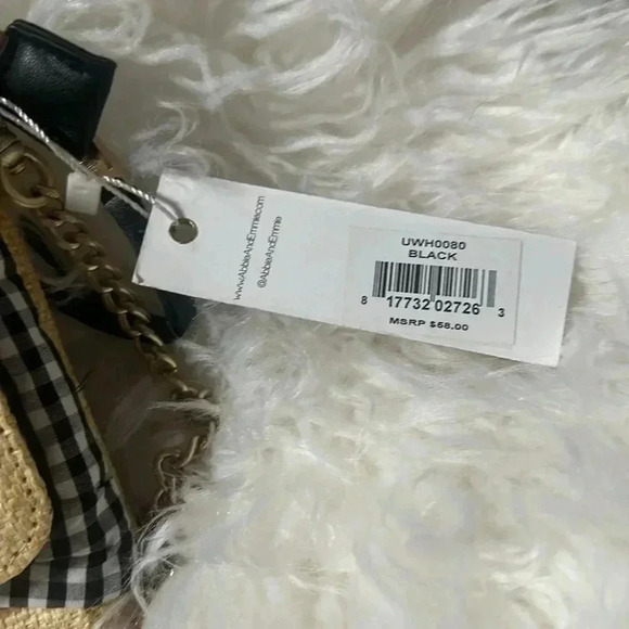 Abbie & Emmie Small Straw Crossbody Gingham Handle Tote - Picture 7 of 8